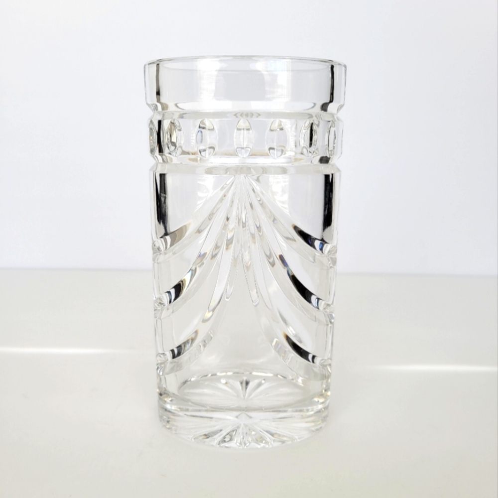 Waterford Crystal Signed Overture Oval Vase 6" Tall Excellent